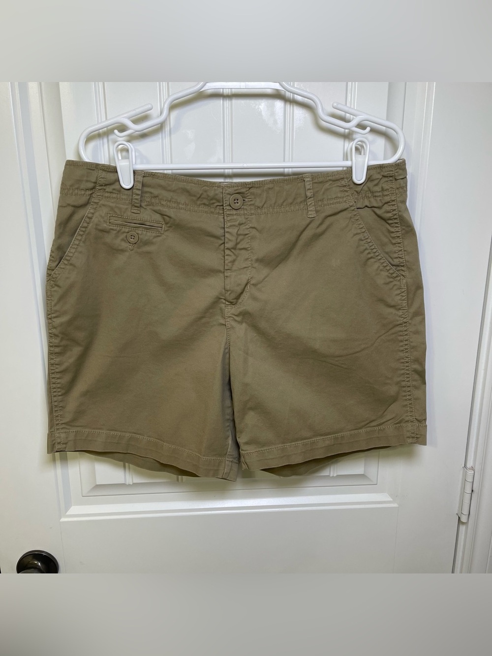 Faded Glory Women’s 14 Tan Khaki Cotton Blend Mom Shorts Summer Vacation